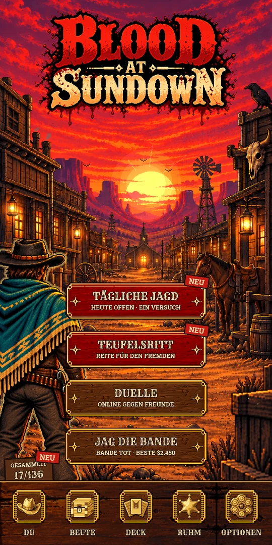 Das Hauptmenü bei Sonnenuntergang